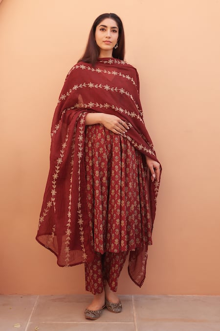 Gulabo Jaipur Designer Red Anarkali Set 