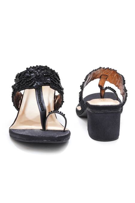 Buy_Sole House_Black Lace, Sequins Chantilly Block Heels _Online_at_Aza_Fashions