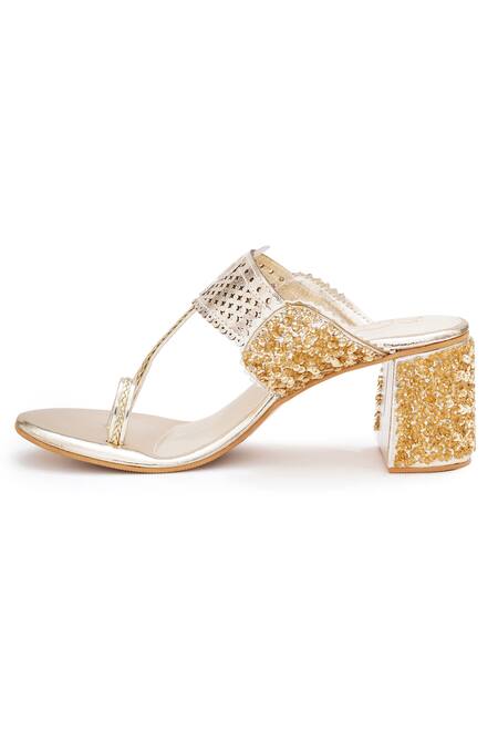 Sole House_Gold Glitter Glam Luxe Block Heels _Online_at_Aza_Fashions