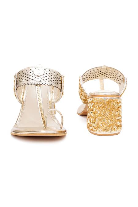 Buy_Sole House_Gold Glitter Glam Luxe Block Heels _Online_at_Aza_Fashions