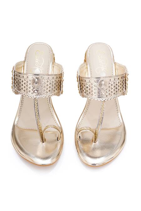 Shop_Sole House_Gold Glitter Glam Luxe Block Heels _Online_at_Aza_Fashions