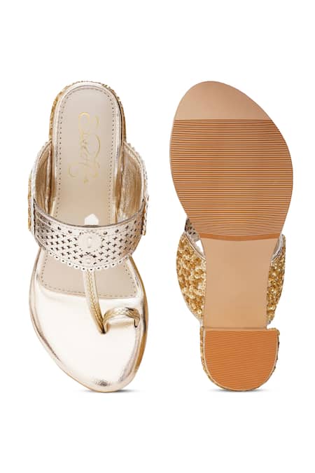 Sole House Glam Luxe Gold Block Heels 