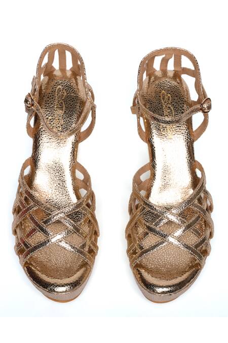 Sole House_Gold Glitter Luxe Wedges _Online_at_Aza_Fashions