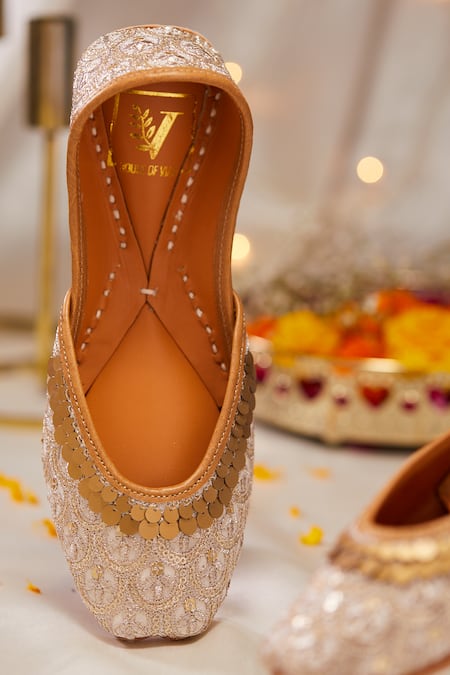 Shop_House Of Vian_Gold Designer Aabroo Juttis _Online_at_Aza_Fashions