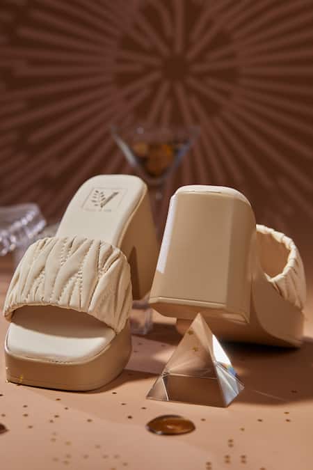 House Of Vian Cream Faux Leather Charlotte Heels 