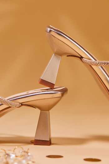 House Of Vian_Gold Rhinestones Embellished Chrysalis Heels _Online_at_Aza_Fashions