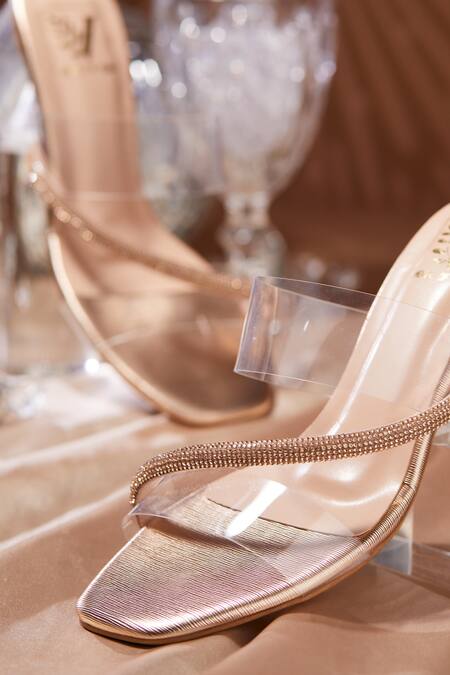 Buy_House Of Vian_Rose Gold Rhinestones Grace Heels _Online_at_Aza_Fashions