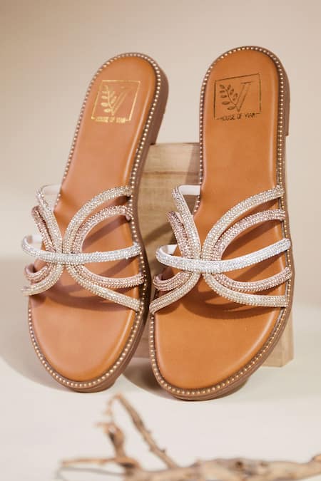 House Of Vian Gold Embellished Designer Flats