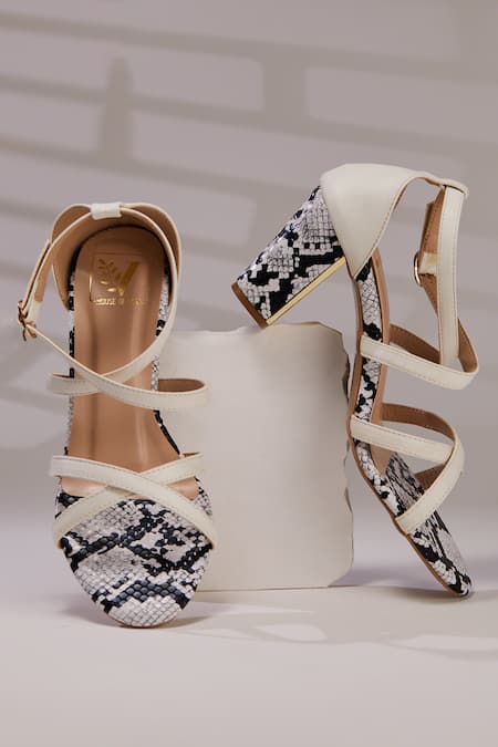 House Of Vian White Lilith Snakeskin Heels 