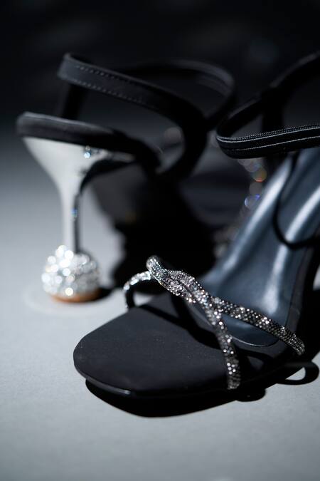 House Of Vian Black Rhinestones Designer Heels Online at Aza Fashions House Of Vian_Black Rhinestones Designer Heels _Online_at_Aza_Fashions