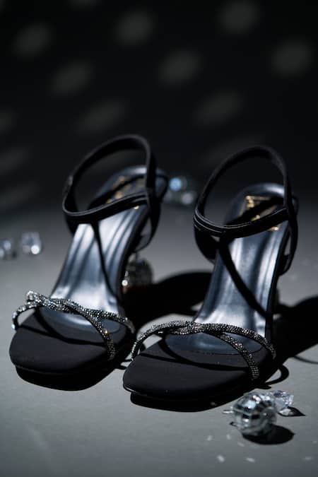 House Of Vian Black Rhinestones Designer Heels