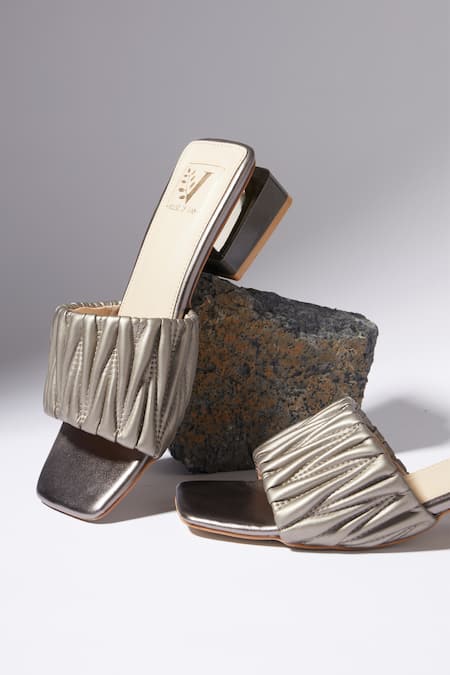 House Of Vian Silver Matilda Metal Heels Online at Aza Fashions House Of Vian_Silver Matilda Metal Heels _Online_at_Aza_Fashions