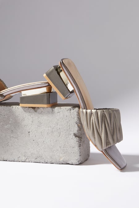 Buy House Of Vian Silver Matilda Metal Heels Online at Aza Fashions Buy_House Of Vian_Silver Matilda Metal Heels _Online_at_Aza_Fashions