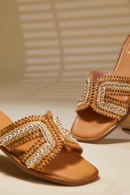 House Of Vian Beige Designer Flats With Embellishments Online at Aza Fashions House Of Vian_Beige Designer Flats With Embellishments _Online_at_Aza_Fashions