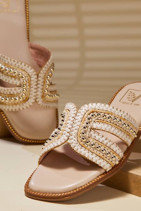 Buy House Of Vian White Designer Meadow Flats Online at Aza Fashions Buy_House Of Vian_White Designer Meadow Flats _Online_at_Aza_Fashions