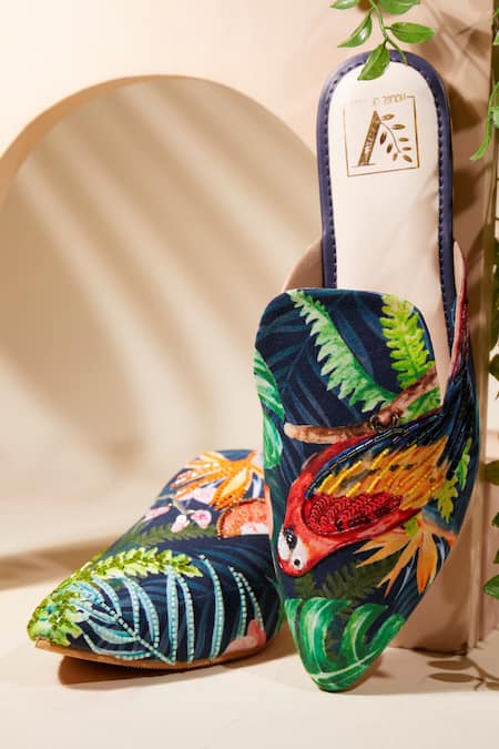 House Of Vian Parrot Paradise Canvas Mules