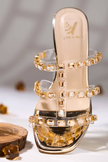 House Of Vian Gold Faux Leather Designer Heels