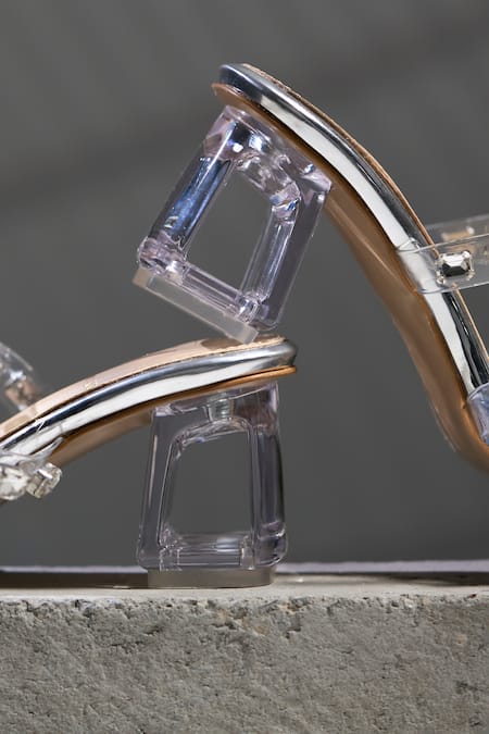 Buy_House Of Vian_Silver Rhinestones Designer Heels With Embellishments _Online_at_Aza_Fashions