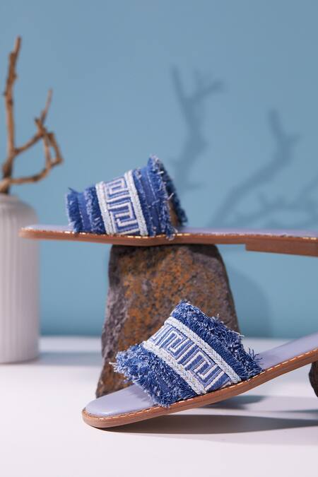 House Of Vian_Blue Designer Flats _Online_at_Aza_Fashions