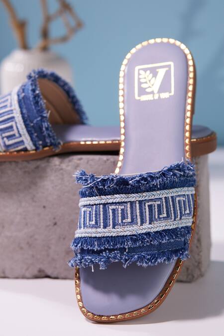 Buy_House Of Vian_Blue Designer Flats _Online_at_Aza_Fashions