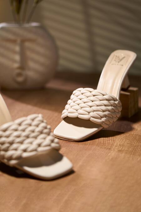 House Of Vian White Designer Braided Heels Online at Aza Fashions House Of Vian_White Designer Braided Heels _Online_at_Aza_Fashions