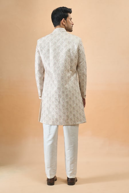 Arihant Rai Sinha Cream Silk Sherwani Set 