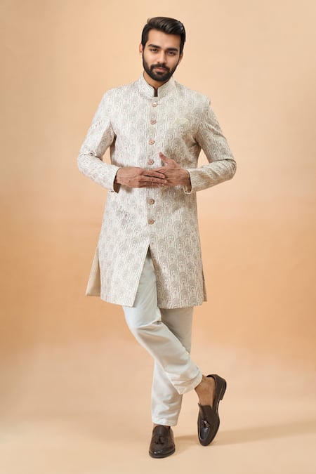 Arihant Rai Sinha Cream Silk Sherwani Set 