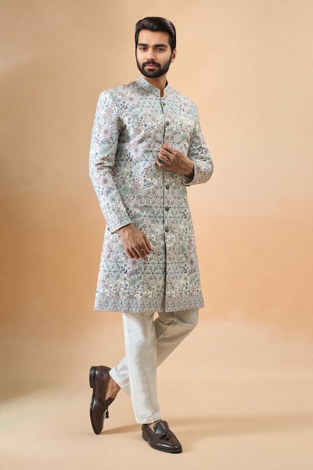 Arihant Rai Sinha Multi Color Silk Sherwani & Pant Set 