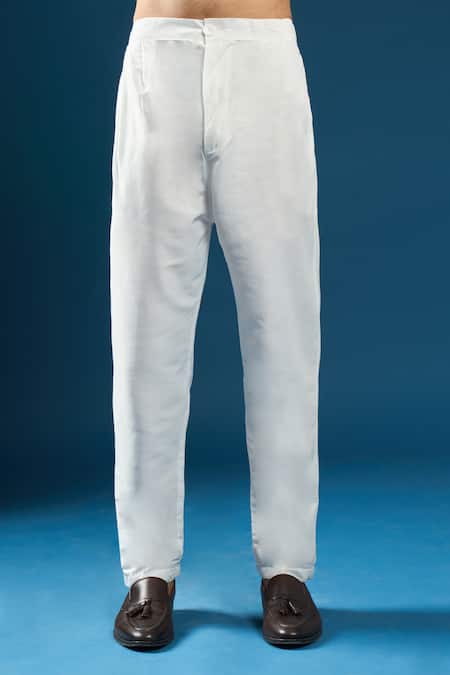 Arihant Rai Sinha_White Silk Embroidery Sherwani And Pant Set _Online_at_Aza_Fashions