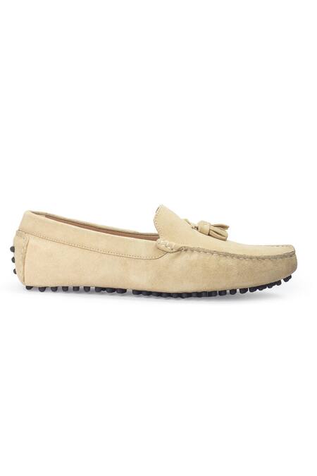 Buy_Domani_Beige Gommino Suede Tassel Loafers _Online_at_Aza_Fashions