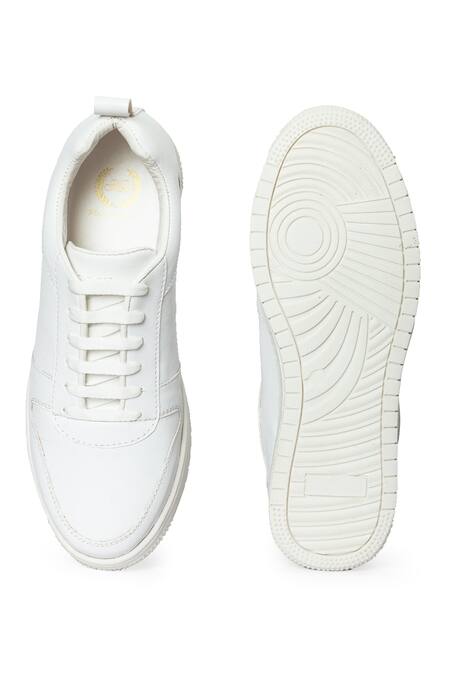 Domani_White Leather Sneakers _Online_at_Aza_Fashions