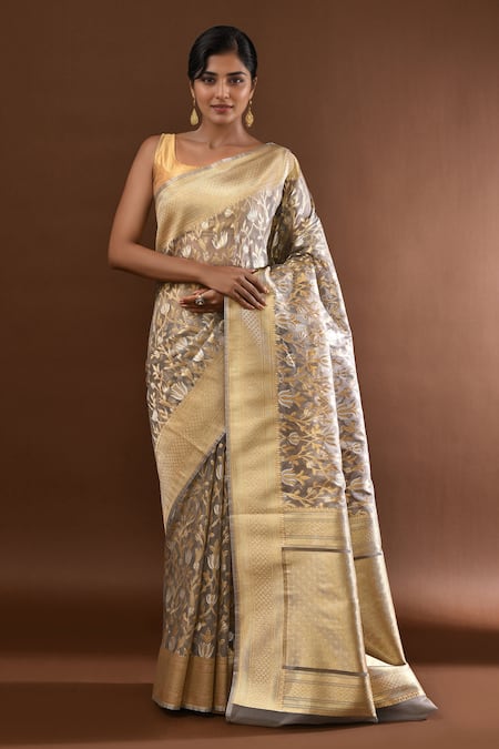 Samyukta Singhania Flower Weave Banarasi Silk Saree With Running Blouse 