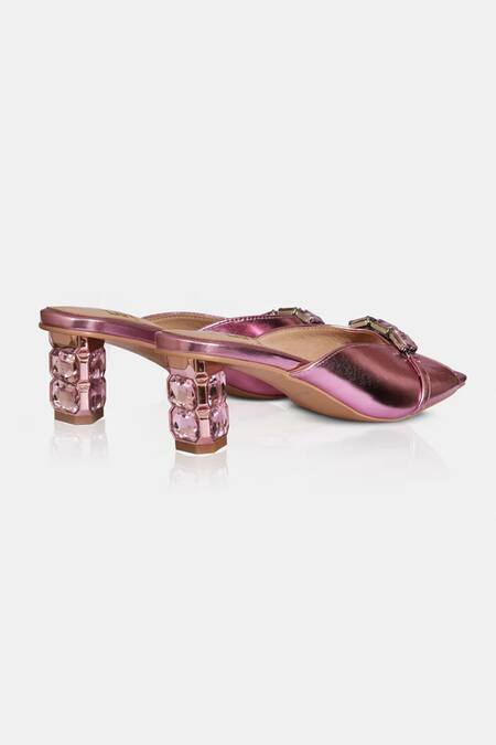 Elleganti_Pink Crystals Mauve Blush Heeled Mules _Online_at_Aza_Fashions
