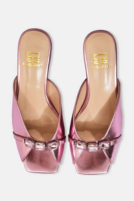 Shop_Elleganti_Pink Crystals Mauve Blush Heeled Mules _Online_at_Aza_Fashions