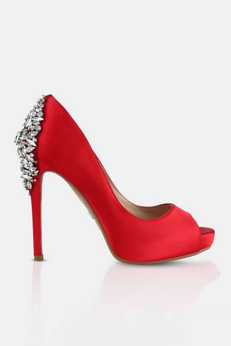 Elleganti_Red Crystals Eternity Embellished Heels _Online_at_Aza_Fashions