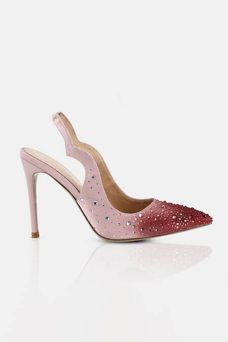 Elleganti_Pink Crystals Fade Ombre Embellished Heels _Online_at_Aza_Fashions