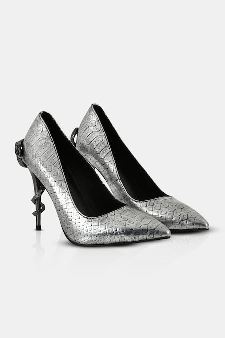 Elleganti Silver Serpentine Pump Heels