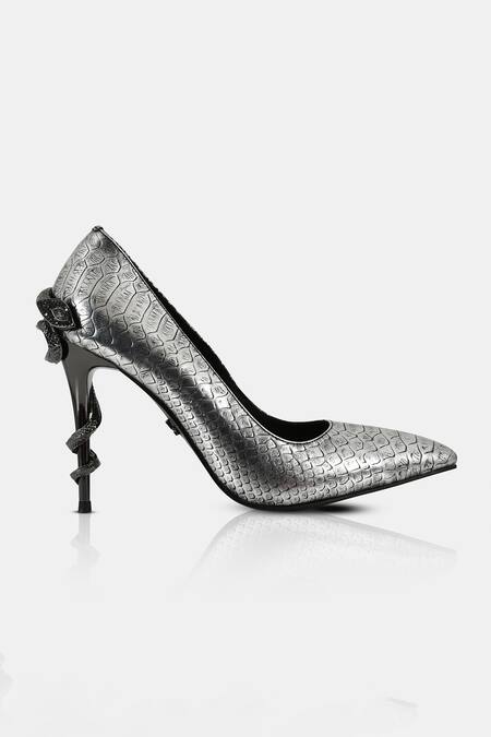 Elleganti_Silver Serpentine Pump Heels _Online_at_Aza_Fashions