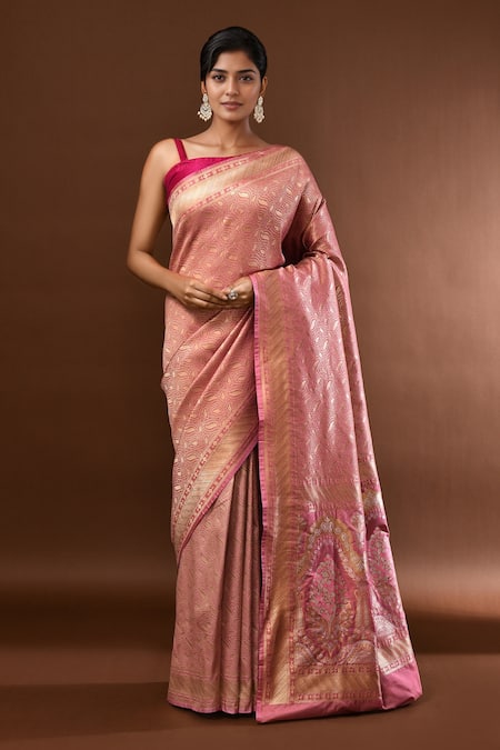 Samyukta Singhania Leaf Woven Banarasi Silk Saree With Running Blouse 