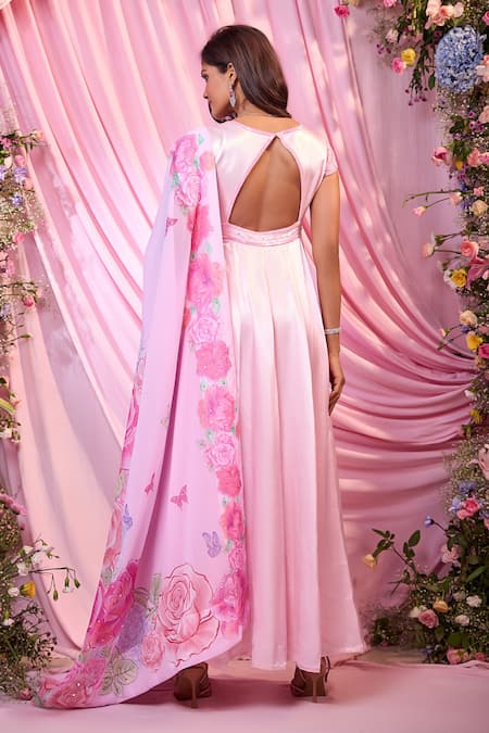 Label Priyanka Kar Floral Hand Embroidered Anarkali Set 