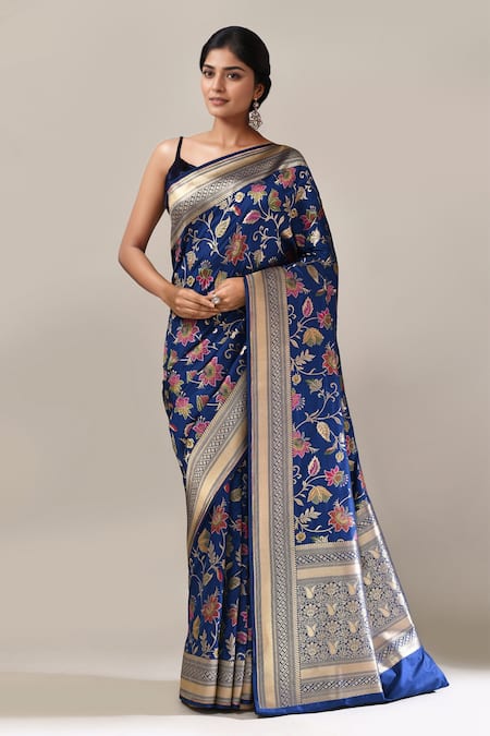 Samyukta Singhania Flower Weave Banarasi Silk Saree With Running Blouse 