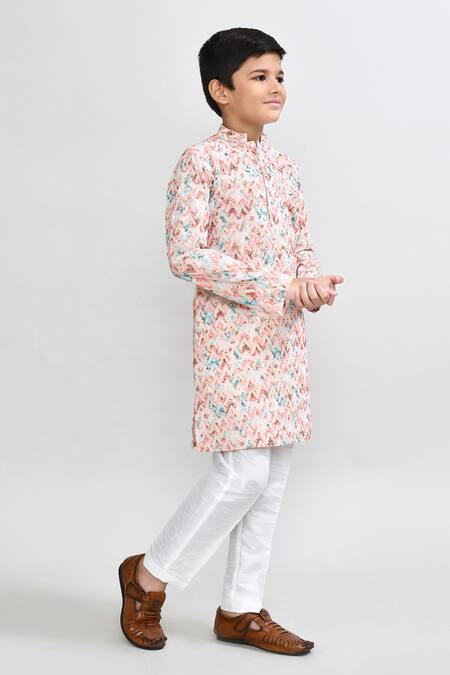 Buy_Petite Pomme_Multi Color Cotton, Silk Embroidery Multicolour Kurta And White Pant Set 