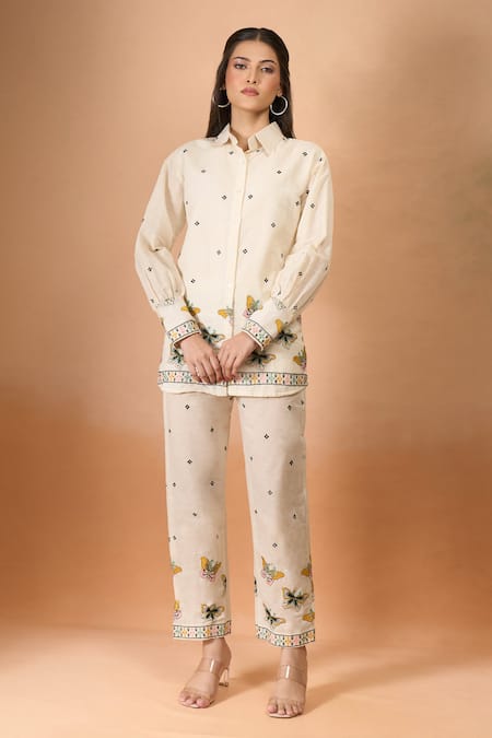 Samyukta Singhania Embroidered Butterfly Cotton Co-ord Set 