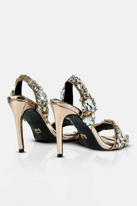 Elleganti_Gold Crystals The Naomi Embellished Heels _Online_at_Aza_Fashions