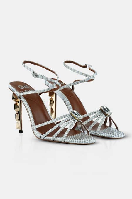 Elleganti Kayrah Snake Textured Embellished Heels 