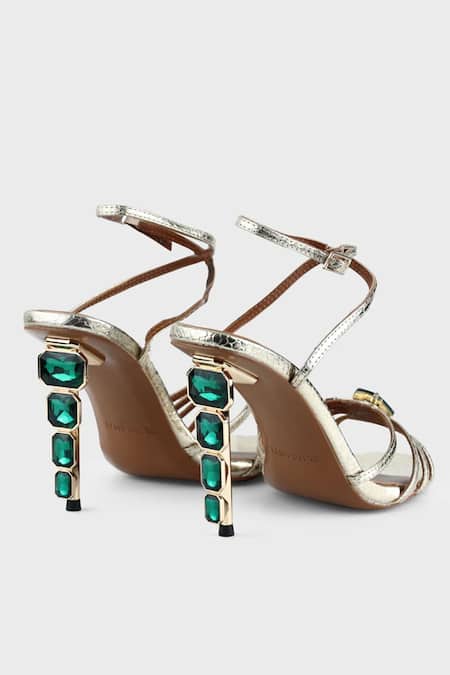 Elleganti Kayrah Embellished Snake Textured Heels 