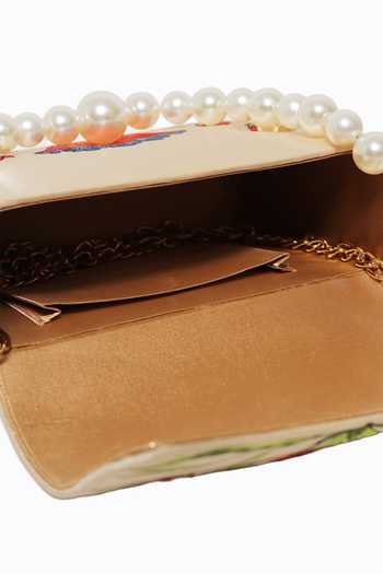 NR By Nidhi Rathi_Peach Floral Suede Box Clutch _Online_at_Aza_Fashions