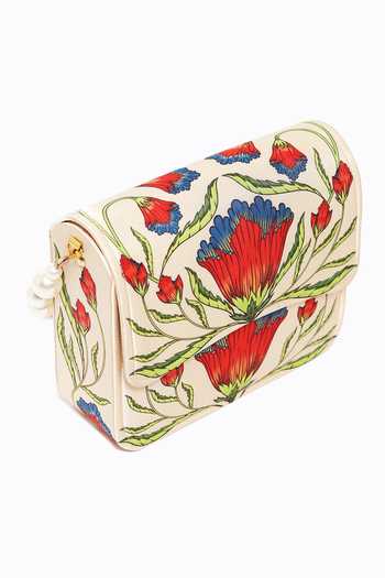 Buy_NR By Nidhi Rathi_Peach Floral Suede Box Clutch _Online_at_Aza_Fashions