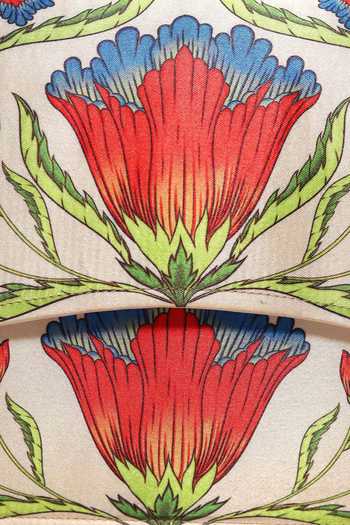 NR By Nidhi Rathi_Peach Floral Suede Box Clutch _at_Aza_Fashions