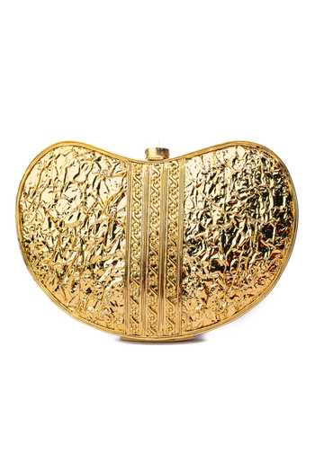 NR By Nidhi Rathi Hand-Embroidered White & Gold Clutch 